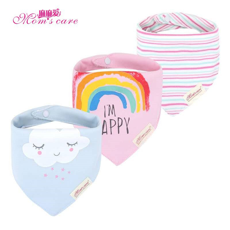 D&S Baby Care Mom's Care 3Pcs/set Baby Bibs Bandana Lot 100% Cotton Infant Saliva Towel