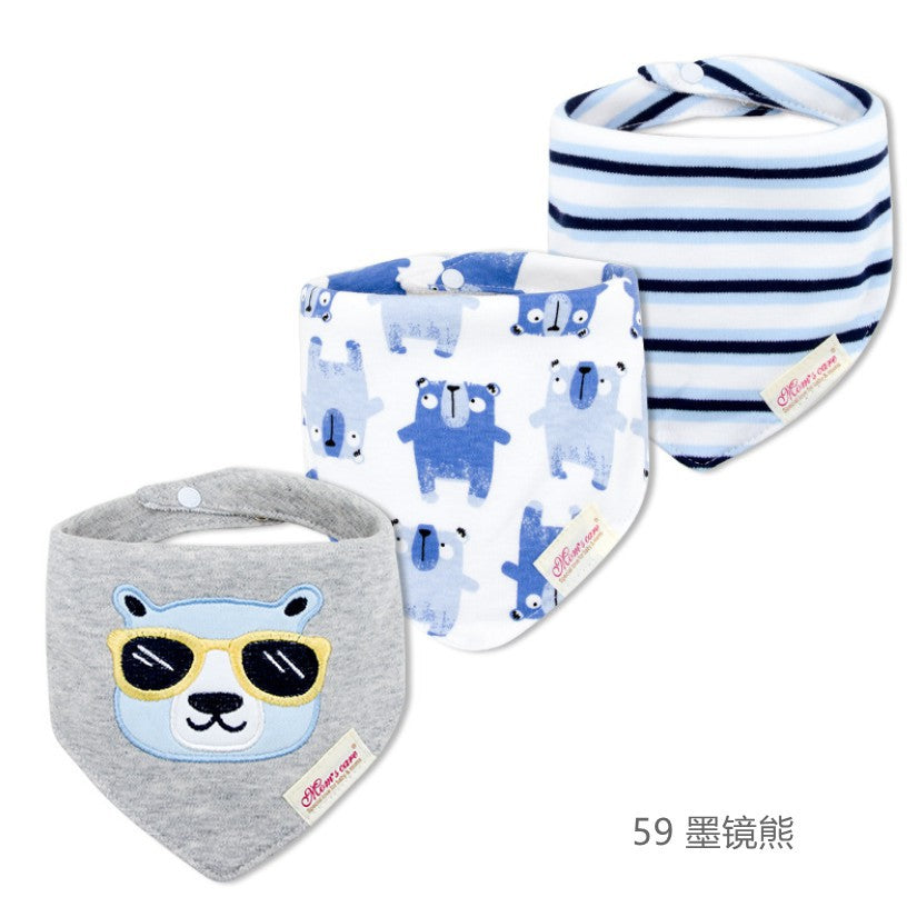 D&S Baby Care Mom's Care 3Pcs/set Baby Bibs Bandana Lot 100% Cotton Infant Saliva Towel