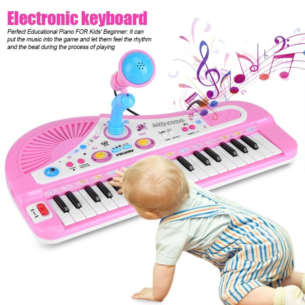 D&S Baby Care Kid Electronic Keyboard Piano With Microphone 37 Keys Educational Instrument Toy