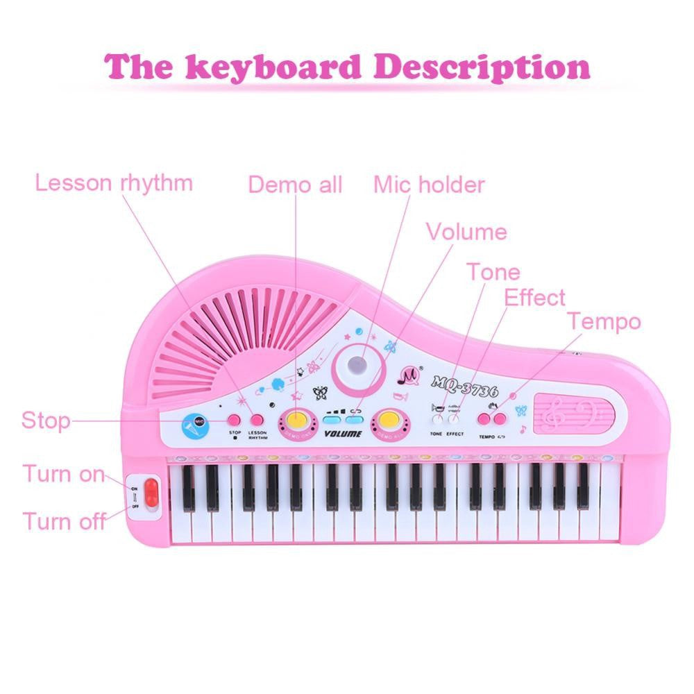 D&S Baby Care Kid Electronic Keyboard Piano With Microphone 37 Keys Educational Instrument Toy