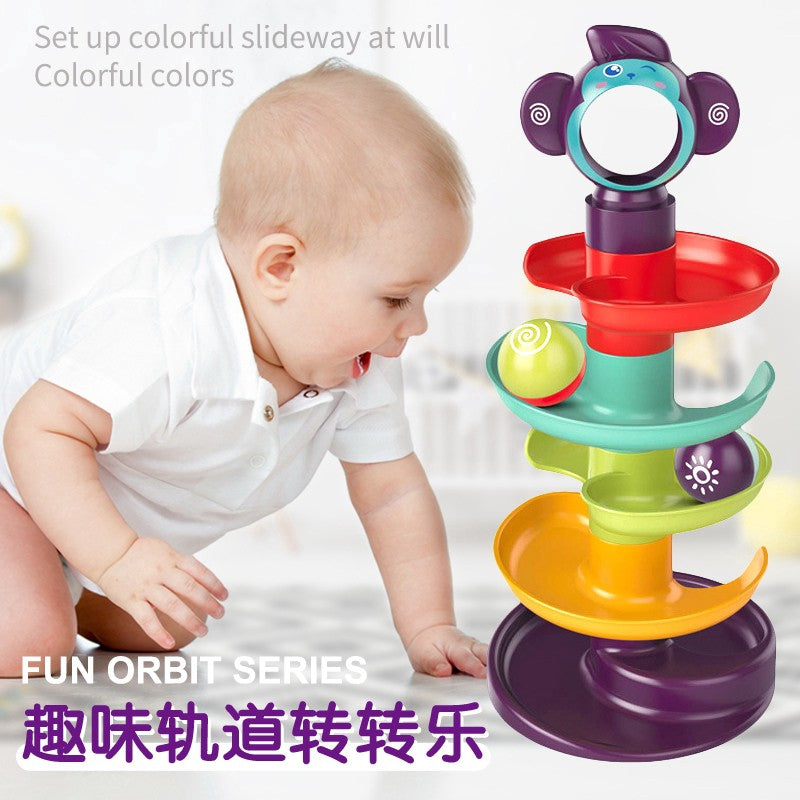 D&S Baby Care Hexu Children's Building Blocks Orbiting Around The Ball 1-3 Years Old Baby Gliding Tower Jigsaw Assembly