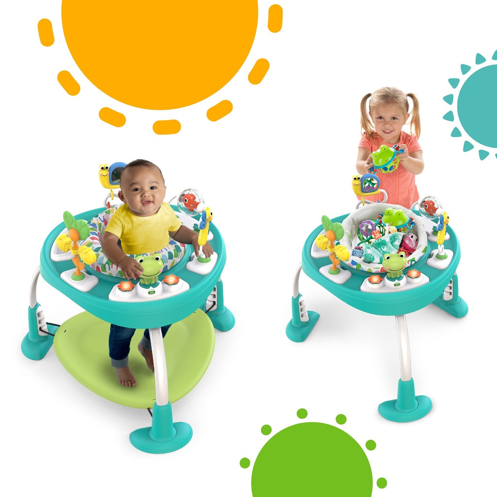 Bright Starts Bounce Bounce Baby™ 2-in-1 Activity Jumper & Table - Playful Pond™ Kids Bouncer Table Gifts for baby 6-24m