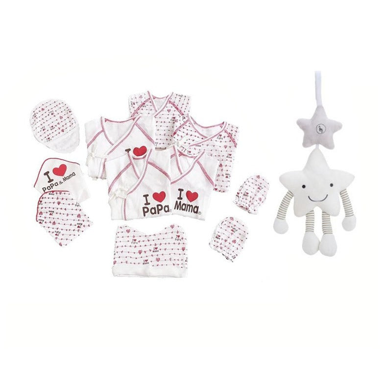 JP Newborn Baby Shower Basket Hamper Gift Sets "I love papa mama" 0-6months Musical Rattle Clothes all in one Pack