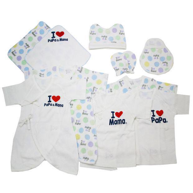 JP Newborn Baby Shower Basket Hamper Gift Sets "I love papa mama" 0-6months Musical Rattle Clothes all in one Pack