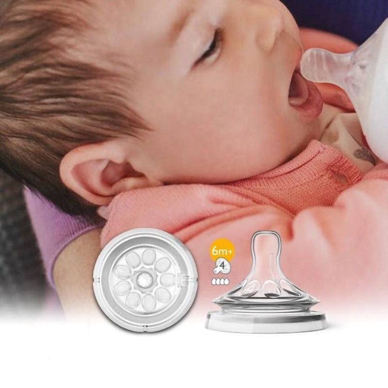 Philips Avent Natural Teat 4 Holes Fast Flow 6Months - Bundle of 2