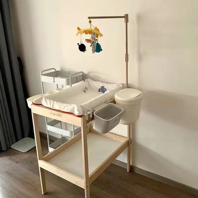 Newborn baby Changing Table Wooden 2 Tiers infants massages Station Children storage organizer 0-1Y Heavy Duty Durable