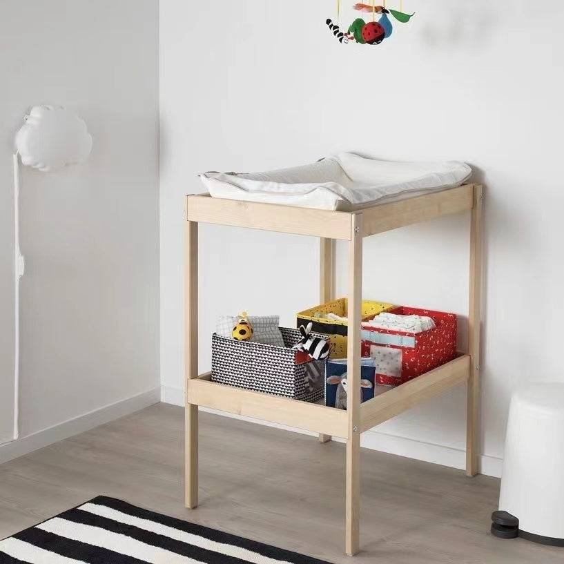 Newborn baby Changing Table Wooden 2 Tiers infants massages Station Children storage organizer 0-1Y Heavy Duty Durable
