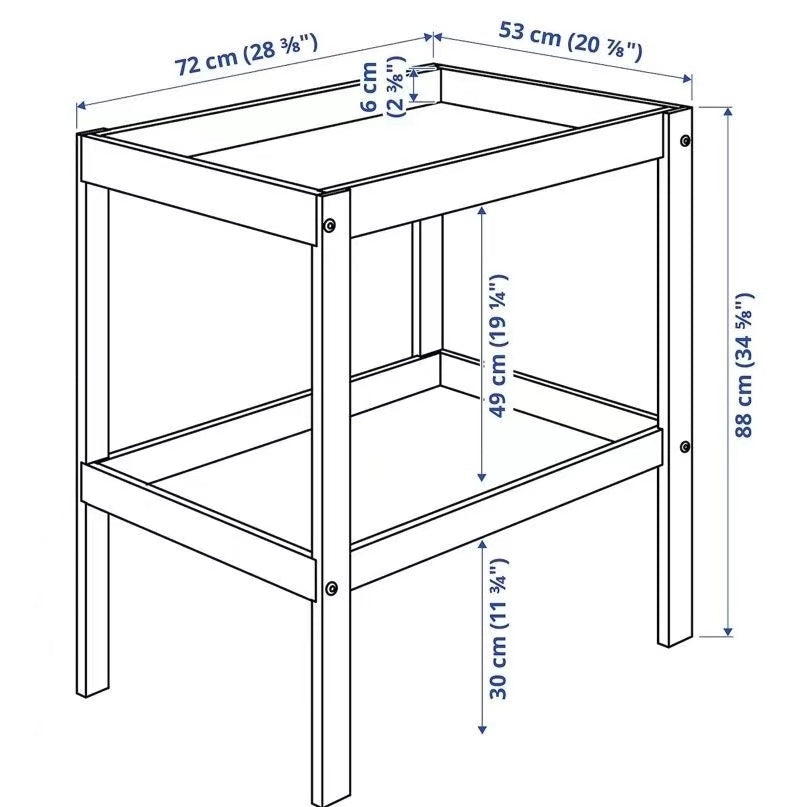 Newborn baby Changing Table Wooden 2 Tiers infants massages Station Children storage organizer 0-1Y Heavy Duty Durable