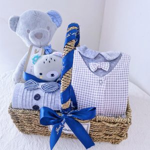 Newborn Baby Boy’s Hamper Basket Gifts 0-12 months infant shoes toys clothes all in one pack bebe 100 days party presents fashion outfit bodysuit 100% Cotton