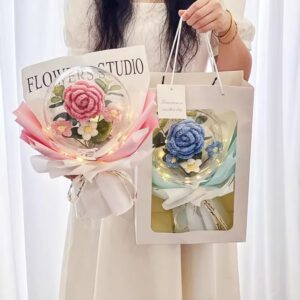 Charming Knitted Handmade Flower Bouquet – Perfect Birthday or Women’s Day Gift for Girlfriends, Besties, and Loved Ones, Unique Floral Arrangement, Thoughtful and Long-Lasting Gift for Special Occasions