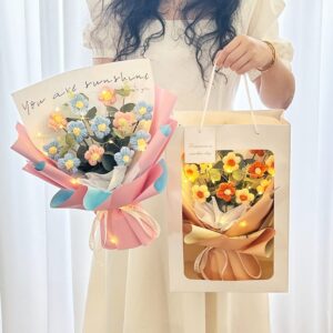 Hand-Knitted Wool Creative Bouquet – Unique and Thoughtful Gift for Teacher’s Day, Women’s Day, and Birthdays, Perfect for Girls, Teachers, and Loved Ones, Elegant and Long-Lasting Floral Arrangement