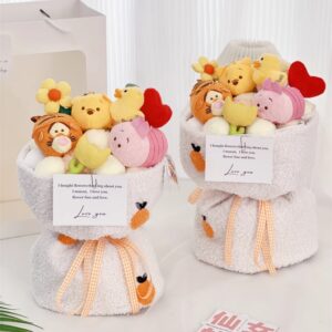 Cute Doll Bouquet – Perfect Gift for Girls on Birthdays or Graduations, Featuring Soft Plush Doll with Lovely Flower Arrangement for a Heartwarming Surprise